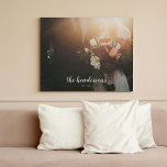 Custom Family Photo Canvas Print<br><div class="desc">This stylish canvas print features a custom family name in script text and a detail of the year your family was established. Your favourite family photo fills the background. Makes for excellent gifts for this newlywed couple and family holidays.</div>