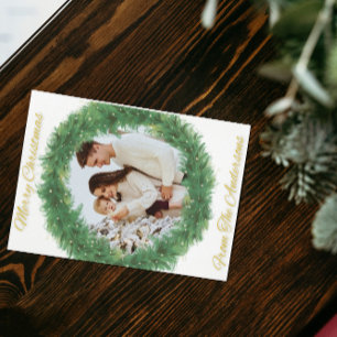 Custom Family Photo Christmas Card   Wreath Design