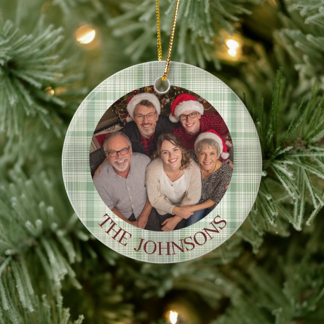 Custom Family Photo Christmas Ceramic Ornament  (Tree)