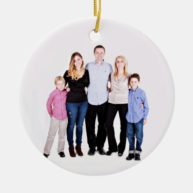 Custom Family Photo Christmas Ceramic Tree Decoration (Front)