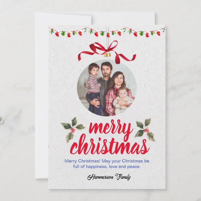 Custom Family Photo Christmas Invitation (Front)