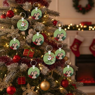 Custom Family Photo Christmas Keychain Santa Bac