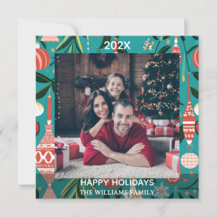 Custom family photo christmas Name & Year Holiday Card