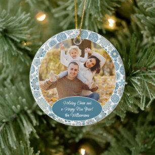 Custom Family Photo Christmas Personalised Text Ceramic Tree Decoration