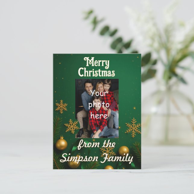 Custom Family Photo Christmas Postcard (Standing Front)
