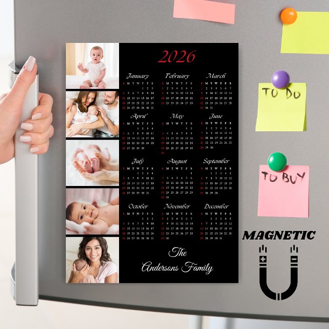 Custom Family Photo Collage 2026 Calendar Magnet (Creator Uploaded)