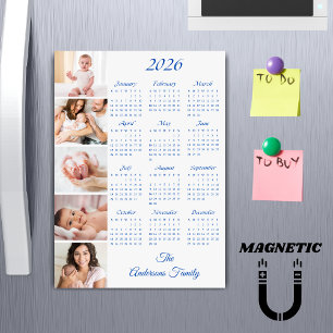 Custom Family Photo Collage 2026 Calendar Magnet