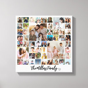 Custom Family Photo Collage 50 Pictures Canvas Print