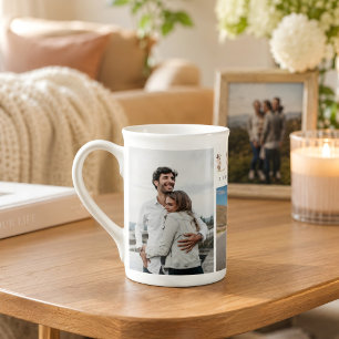 Custom Family Photo Collage 6 Photos and Text Bone China Mug