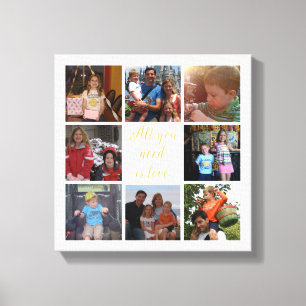 Custom family photo collage "All you need is love" Canvas Print