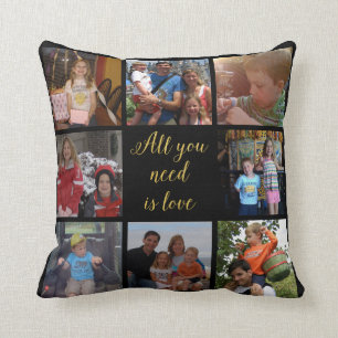 Custom family photo collage All You Need Is Love Cushion