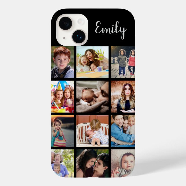 Custom Family Photo Collage and Name Case-Mate iPhone Case (Back)