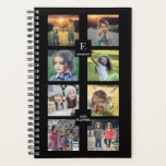 Custom family photo collage black personalised planner<br><div class="desc">Modern custom family photo collage,  black,  planner.
You can personalise it and add your own photos at the front,  add your name,   monogram,  text and year.</div>