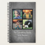 Custom family photo collage chalkboard personal planner<br><div class="desc">Modern custom family photo collage,  on chalkboard background,  planner.
You can personalise it and add your own photos at the front and your own text.</div>