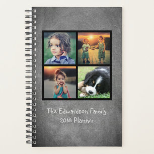 Custom family photo collage chalkboard personal planner