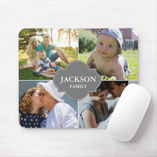 Custom family photo collage Family crest Mouse Mat (With Mouse)