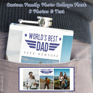 Custom Family Photo Collage Flask  6 Photos & Text