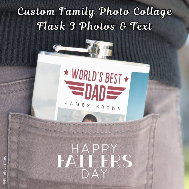 Custom Family Photo Collage Flask  6 Photos & Text (Creator Uploaded)