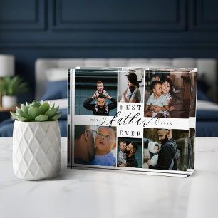 Custom Family Photo Collage Gift Best Father Ever Block