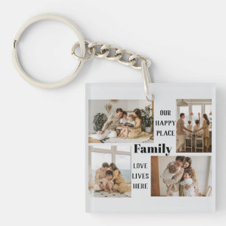Custom Family Photo Collage Key Ring