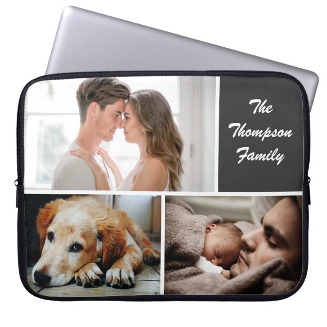 Custom Family Photo Collage Laptop Sleeve (Front)