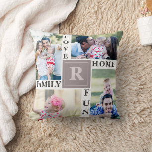 Custom Family Photo Collage Modern Living Room Cushion