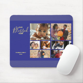 Custom Family Photo Collage Our Blessed Year Mouse Mat