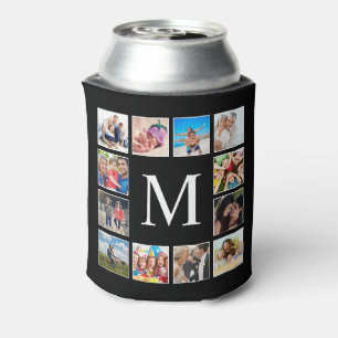 Custom Family Photo Collage Personalised Black Can Cooler
