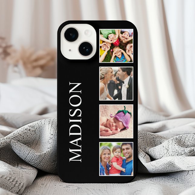 Custom Family Photo Collage Personalised Black iPhone Case (Creator Uploaded)