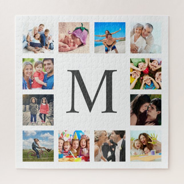 Custom Family Photo Collage Personalised Black Jigsaw Puzzle (Vertical)