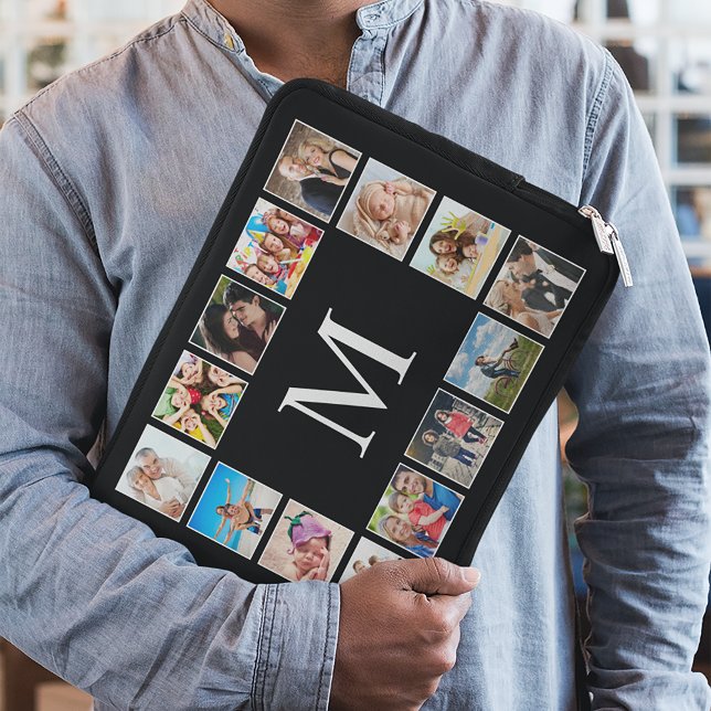 Custom Family Photo Collage Personalised Black Laptop Sleeve (Creator Uploaded)
