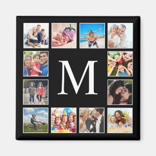 Custom Family Photo Collage Personalised Black Magnet