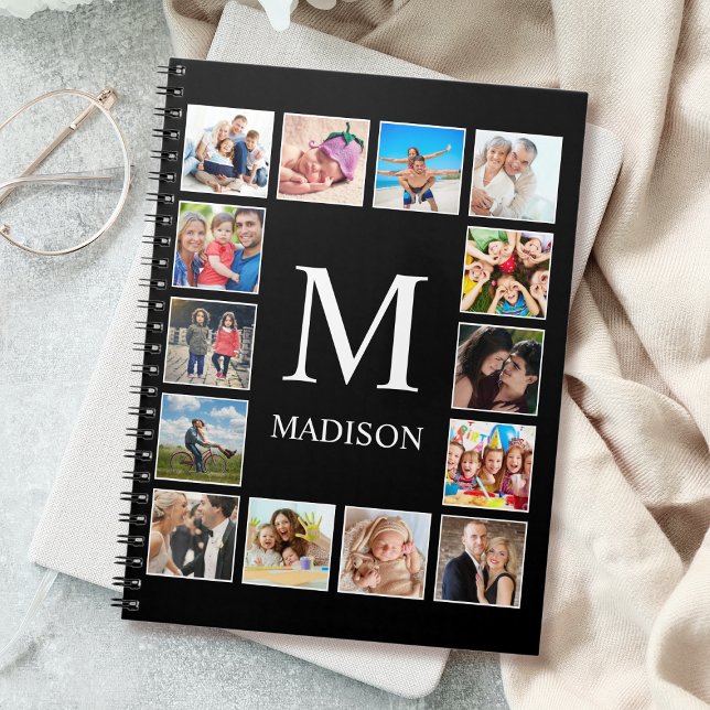 Custom Family Photo Collage Personalised Black Notebook (Creator Uploaded)