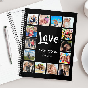 Custom Family Photo Collage Personalised Black Planner