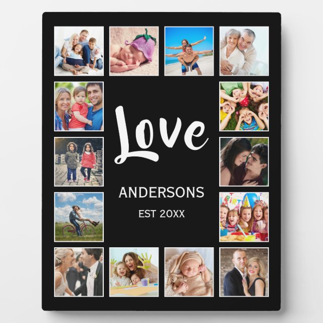 Custom Family Photo Collage Personalised Black Plaque (Front)