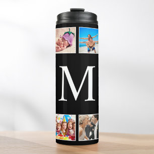 Custom Family Photo Collage Personalised Black Thermal Tumbler