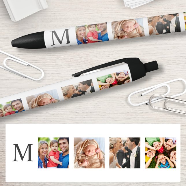 Custom Family Photo Collage Personalised White Black Ink Pen (Creator Uploaded)