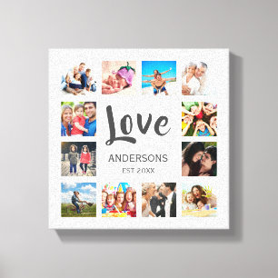 Custom Family Photo Collage Personalised White Canvas Print