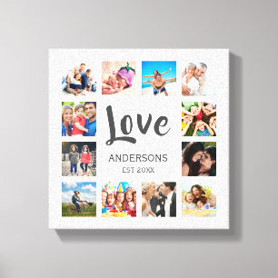 Custom Family Photo Collage Personalised White Canvas Print