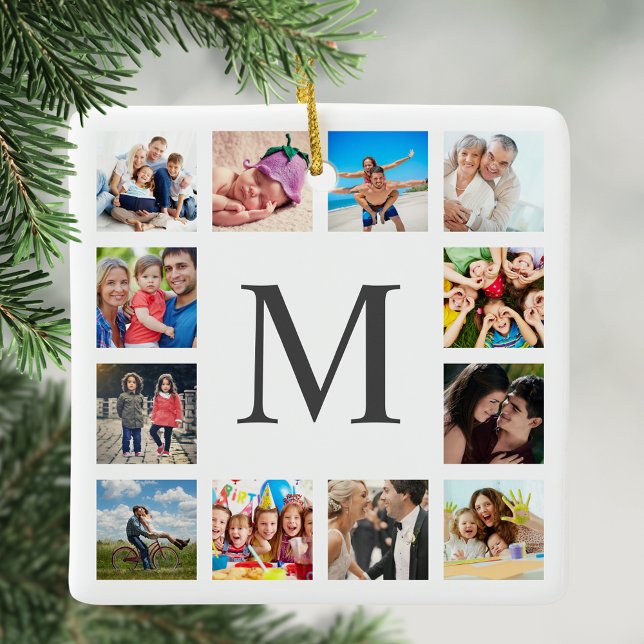 Custom Family Photo Collage Personalised White Ceramic Ornament (Creator Uploaded)