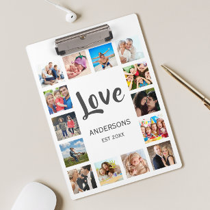 Custom Family Photo Collage Personalised White Clipboard