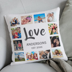 Custom Family Photo Collage Personalised White Cushion