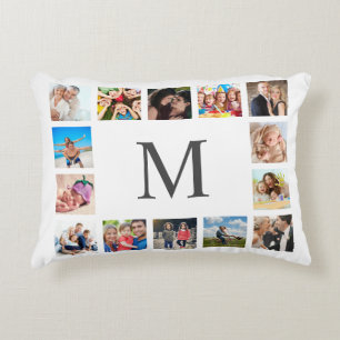 Custom Family Photo Collage Personalised White Decorative Cushion