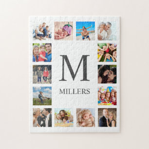 Custom Family Photo Collage Personalised White Jigsaw Puzzle