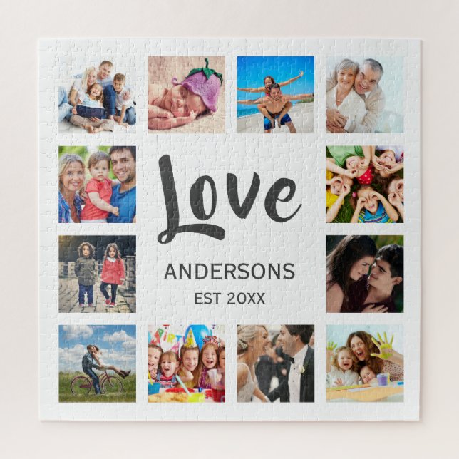 Custom Family Photo Collage Personalised White Jigsaw Puzzle (Vertical)