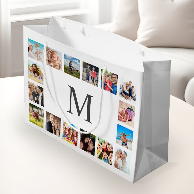 Custom Family Photo Collage Personalised White Large Gift Bag (Creator Uploaded)