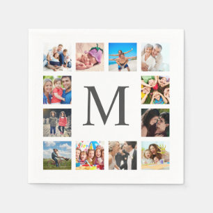 Custom Family Photo Collage Personalised White Napkin