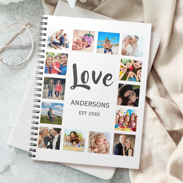 Custom Family Photo Collage Personalised White Notebook (Creator Uploaded)