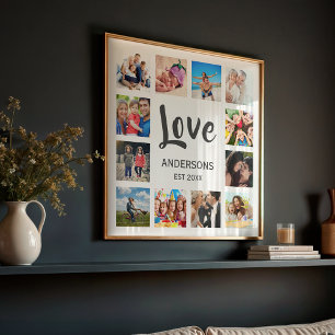 Custom Family Photo Collage Personalised White Poster