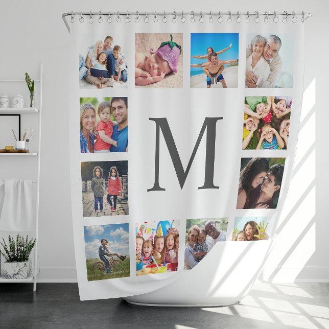 Custom Family Photo Collage Personalised White Shower Curtain (Creator Uploaded)